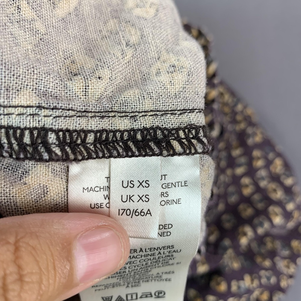 Anthropologie Pants Women XS Purple Lin Jogger Elastic Waist Cuffed Crop Geo AOP - Picture 4 of 15